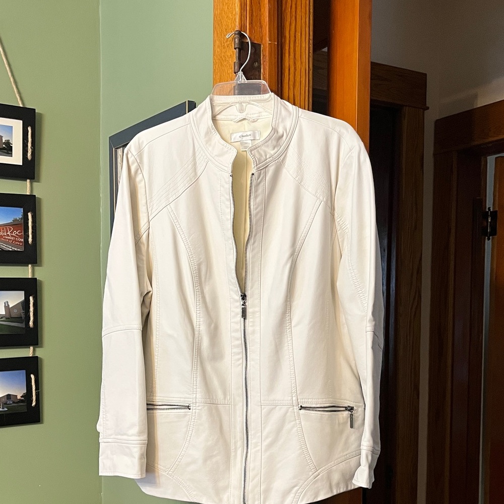 CJ Banks White Faux-Leather Jacket